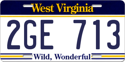 WV license plate 2GE713