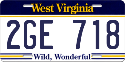 WV license plate 2GE718