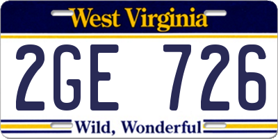 WV license plate 2GE726