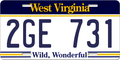 WV license plate 2GE731