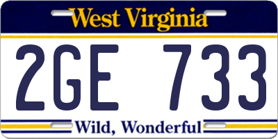 WV license plate 2GE733