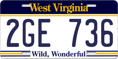 WV license plate 2GE736