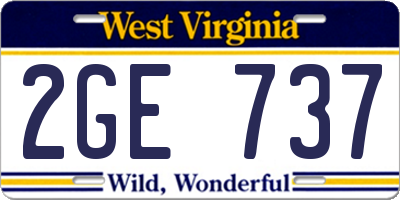 WV license plate 2GE737