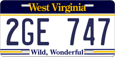 WV license plate 2GE747