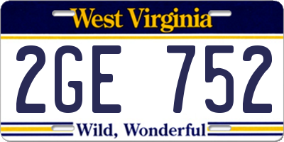 WV license plate 2GE752
