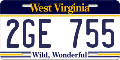 WV license plate 2GE755