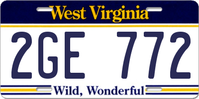 WV license plate 2GE772
