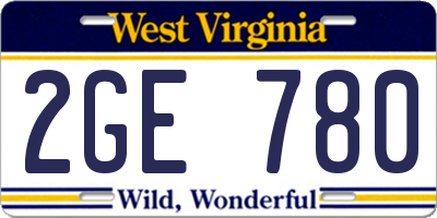 WV license plate 2GE780
