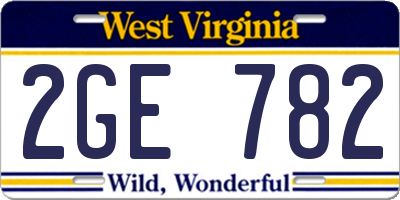 WV license plate 2GE782
