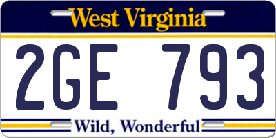 WV license plate 2GE793