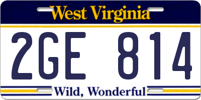 WV license plate 2GE814