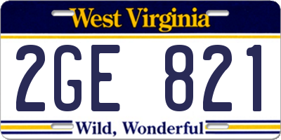 WV license plate 2GE821