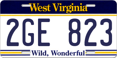 WV license plate 2GE823