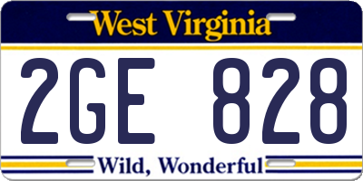 WV license plate 2GE828