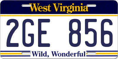 WV license plate 2GE856