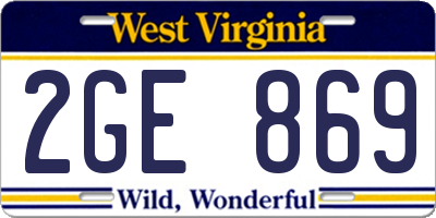 WV license plate 2GE869