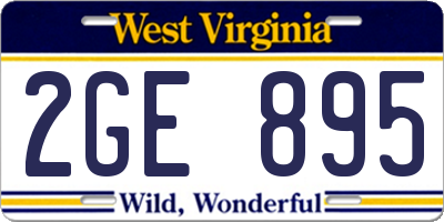 WV license plate 2GE895
