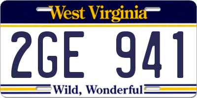 WV license plate 2GE941