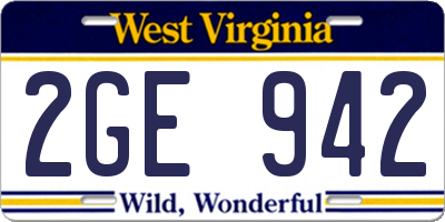 WV license plate 2GE942
