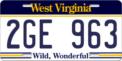 WV license plate 2GE963