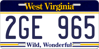 WV license plate 2GE965