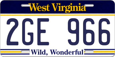 WV license plate 2GE966
