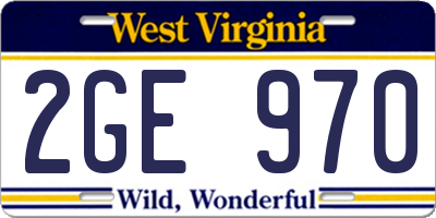 WV license plate 2GE970