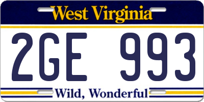 WV license plate 2GE993