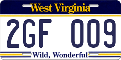 WV license plate 2GF009