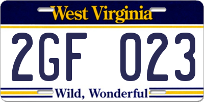 WV license plate 2GF023