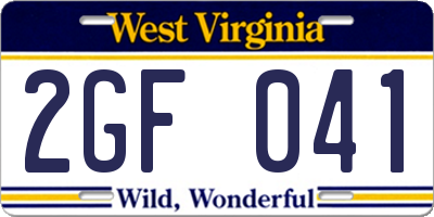 WV license plate 2GF041