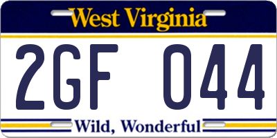 WV license plate 2GF044