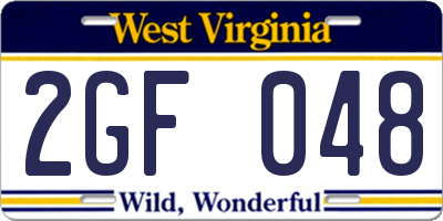 WV license plate 2GF048