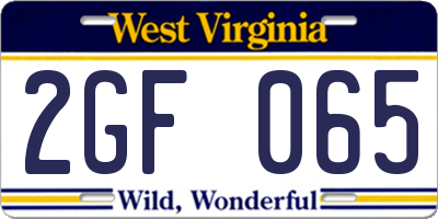 WV license plate 2GF065