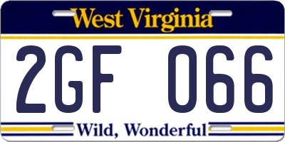 WV license plate 2GF066