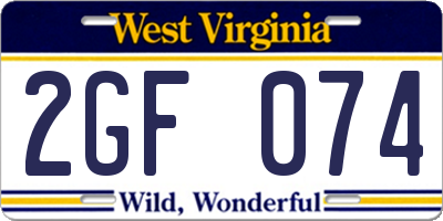 WV license plate 2GF074