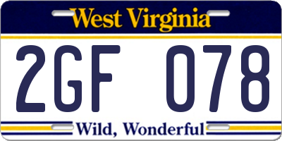 WV license plate 2GF078