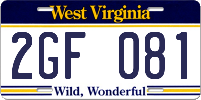 WV license plate 2GF081