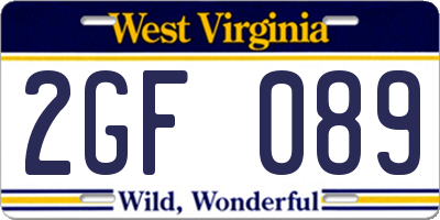 WV license plate 2GF089