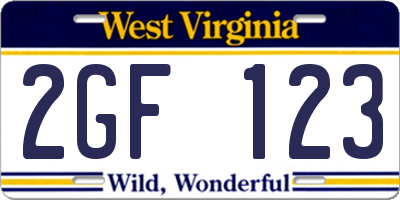 WV license plate 2GF123
