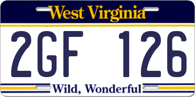WV license plate 2GF126