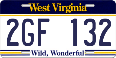 WV license plate 2GF132