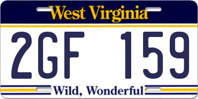 WV license plate 2GF159