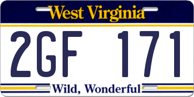 WV license plate 2GF171