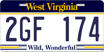 WV license plate 2GF174