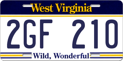 WV license plate 2GF210