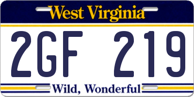 WV license plate 2GF219