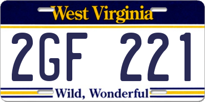 WV license plate 2GF221