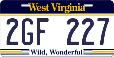 WV license plate 2GF227