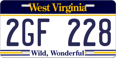 WV license plate 2GF228